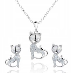 Komplet biżuterii srebrnej koty kotki srebro 925