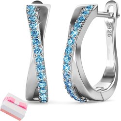 Duże kolczyki srebrne angielskie niebieskie kolczyki srebro rodowane