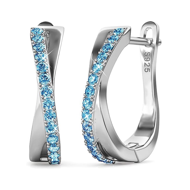 Duże kolczyki srebrne angielskie niebieskie kolczyki srebro rodowane