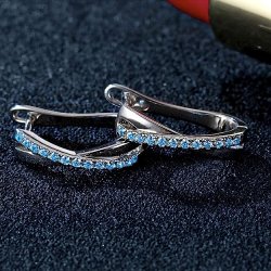 Duże kolczyki srebrne angielskie niebieskie kolczyki srebro rodowane