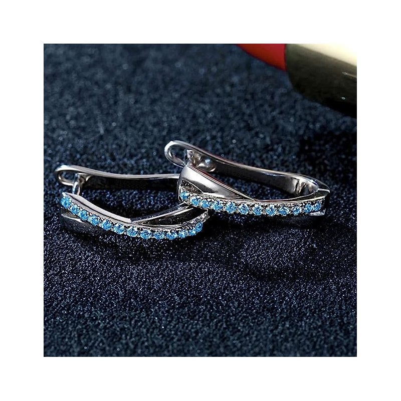 Duże kolczyki srebrne angielskie niebieskie kolczyki srebro rodowane