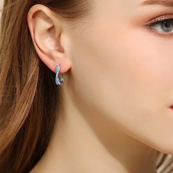 Duże kolczyki srebrne angielskie niebieskie kolczyki srebro rodowane