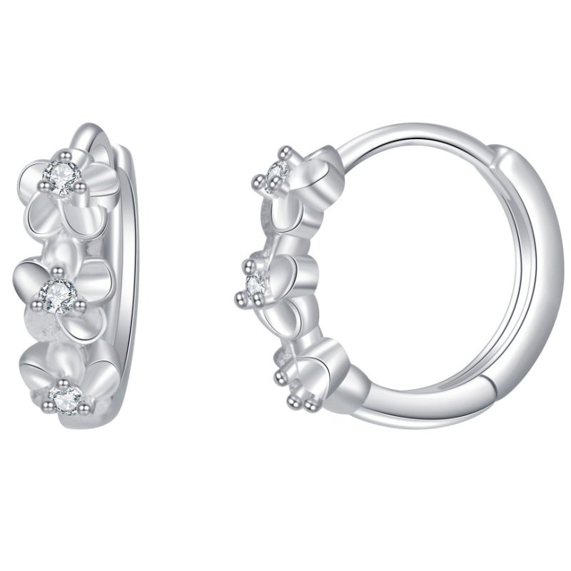 Kolczyki srebrne rodowane kwiaty srebro 925