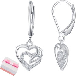 Kolczyki srebrne wiszące serce kolczyki angielskie srebro próba 925