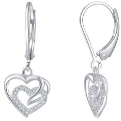 Kolczyki srebrne wiszące serce kolczyki angielskie srebro próba 925