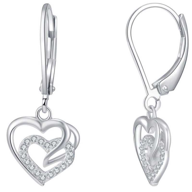 Kolczyki srebrne wiszące serce kolczyki angielskie srebro próba 925