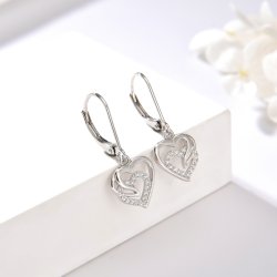 Kolczyki srebrne wiszące serce kolczyki angielskie srebro próba 925