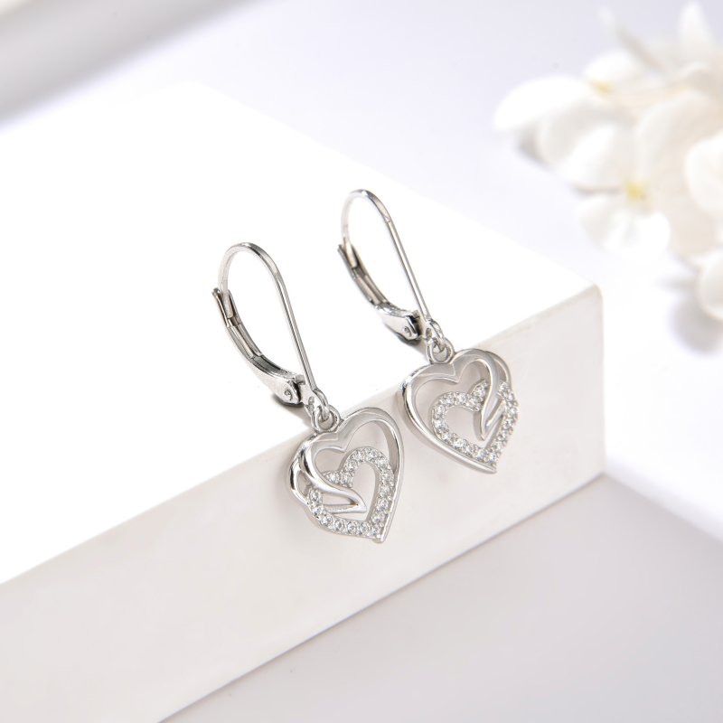 Kolczyki srebrne wiszące serce kolczyki angielskie srebro próba 925