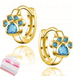 Srebrne kolczyki dla dziewczynki łapki srebro pozłacane 925 z diamentami