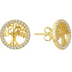Srebrne kolczyki drzewka drzewo życia szczęścia sztyfty wrętki srebro pozłacane 925