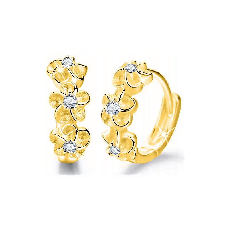 Srebrne kolczyki kwiatki koła kółka kolczyki srebro pozłacane próba 925 dla kobiety