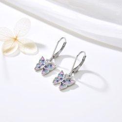 Kolczyki wiszące motylki srebrne dla dziewczynki 925