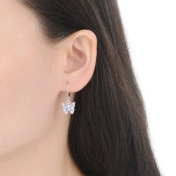Kolczyki wiszące motylki srebrne dla dziewczynki 925