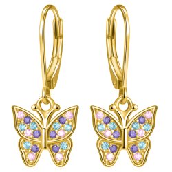 Srebrne kolczyki wiszące motylki angielskie srebro pozłacane dla elegancji