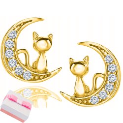 Srebrne kolczyki kotki dla dziewczynki srebro pozłacane 925 wkrętki