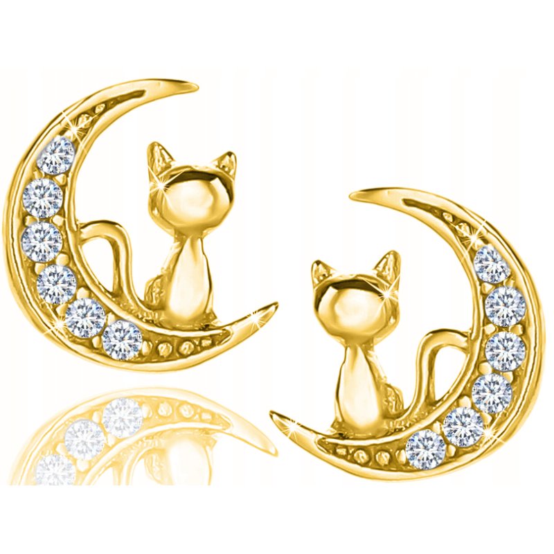 Srebrne kolczyki kotki dla dziewczynki srebro pozłacane 925 wkrętki