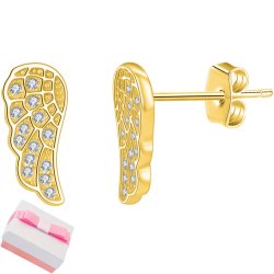 Srebrne kolczyki sztyfty skrzydła srebro próba pozłacane 925 wkrętki