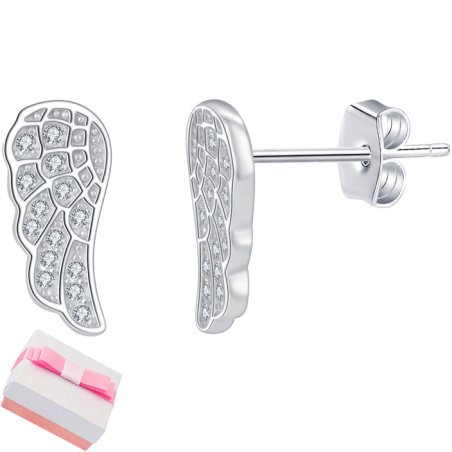 Srebrne kolczyki wkrętki sztyfty skrzydła srebro anielskie piękno