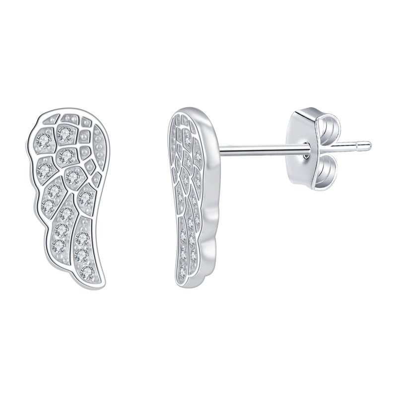 Srebrne kolczyki wkrętki sztyfty skrzydła srebro anielskie piękno