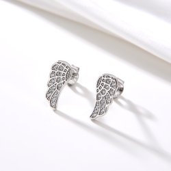 Srebrne kolczyki wkrętki sztyfty skrzydła srebro anielskie piękno