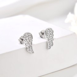 Srebrne kolczyki wkrętki sztyfty skrzydła srebro anielskie piękno