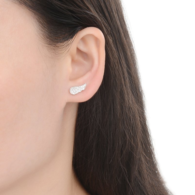 Srebrne kolczyki wkrętki sztyfty skrzydła srebro anielskie piękno