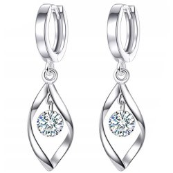 Kolczyki srebrne 925 wiszące angielskie rodowane kolczyki srebro próba 925