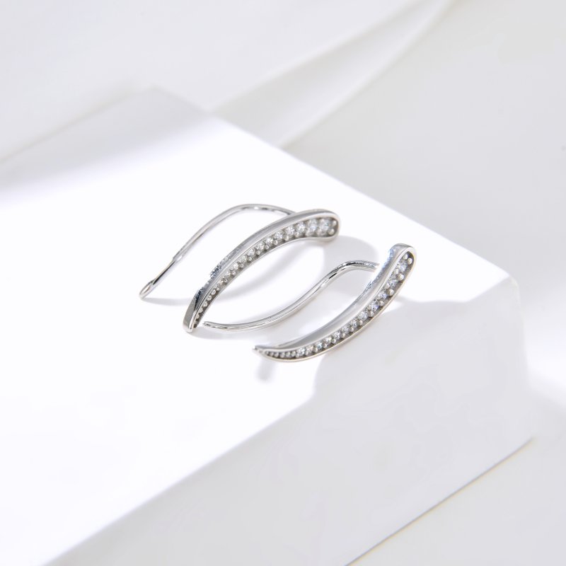 Srebrne kolczyki nausznice rodowane srebro 925 eleganckie i stylowe