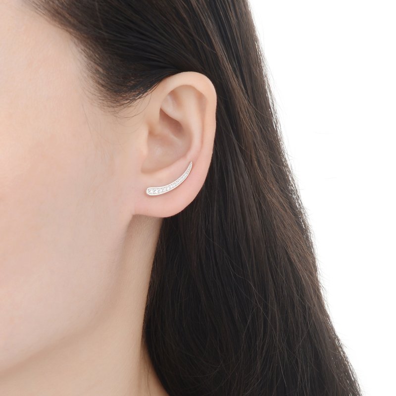 Srebrne kolczyki nausznice rodowane srebro 925 eleganckie i stylowe