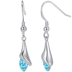 Srebrne kolczyki wiszące niebieskie rodowane srebro 925