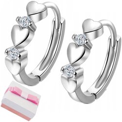 Srebrne kolczyki serca kółka dla dziewczynki 925