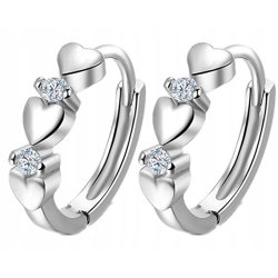 Srebrne kolczyki serca kółka dla dziewczynki 925