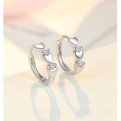 Srebrne kolczyki serca kółka dla dziewczynki 925