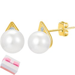 Srebrne kolczyki pozłacane perły sztyfty srebro 925