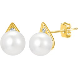 Srebrne kolczyki pozłacane perły sztyfty srebro 925