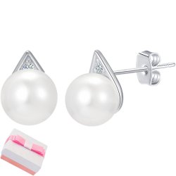 Srebrne kolczyki rodowane perły eleganckie sztyfty srebro 925