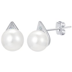 Srebrne kolczyki rodowane perły eleganckie sztyfty srebro 925