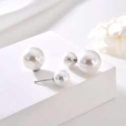 Srebrne kolczyki rodowane perły wkrętki sztyfty srebro próba 925 oryginalne