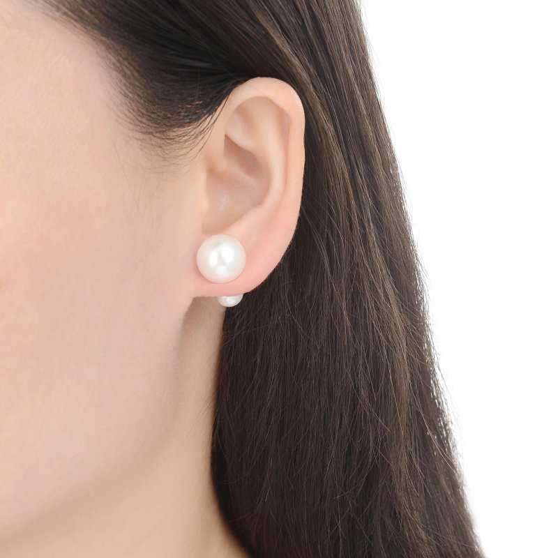 Srebrne kolczyki pozłacane perły sztyfty srebro 925