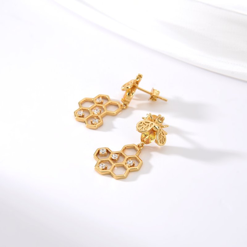 Kolczyki srebrne wiszące damskie sztyfty wkrętki pozłacane srebro 925