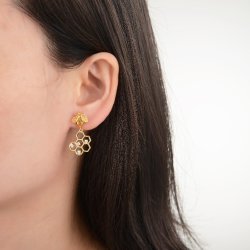 Kolczyki srebrne wiszące damskie sztyfty wkrętki pozłacane srebro 925