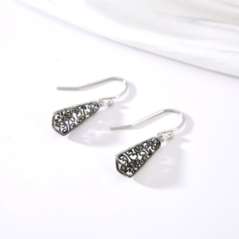 Kolczyki srebrne damskie wiszące filigran srebro 925 ażurowe markazyty