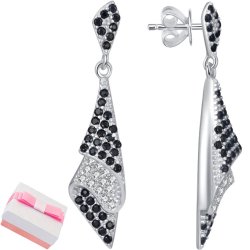 Kolczyki srebrne damskie czarne wiszące srebro 925 sztyfty wkrętki