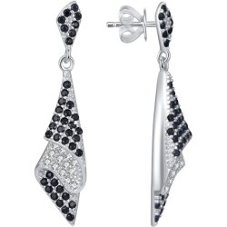 Kolczyki srebrne damskie czarne wiszące srebro 925 sztyfty wkrętki