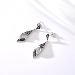 Kolczyki srebrne damskie czarne wiszące srebro 925 sztyfty wkrętki