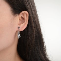 Kolczyki srebrne damskie czarne wiszące srebro 925 sztyfty wkrętki