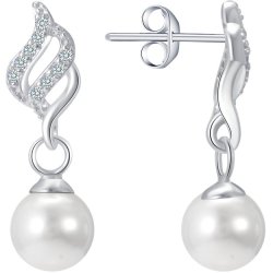 Srebrne kolczyki rodowane perły wiszące srebro 925