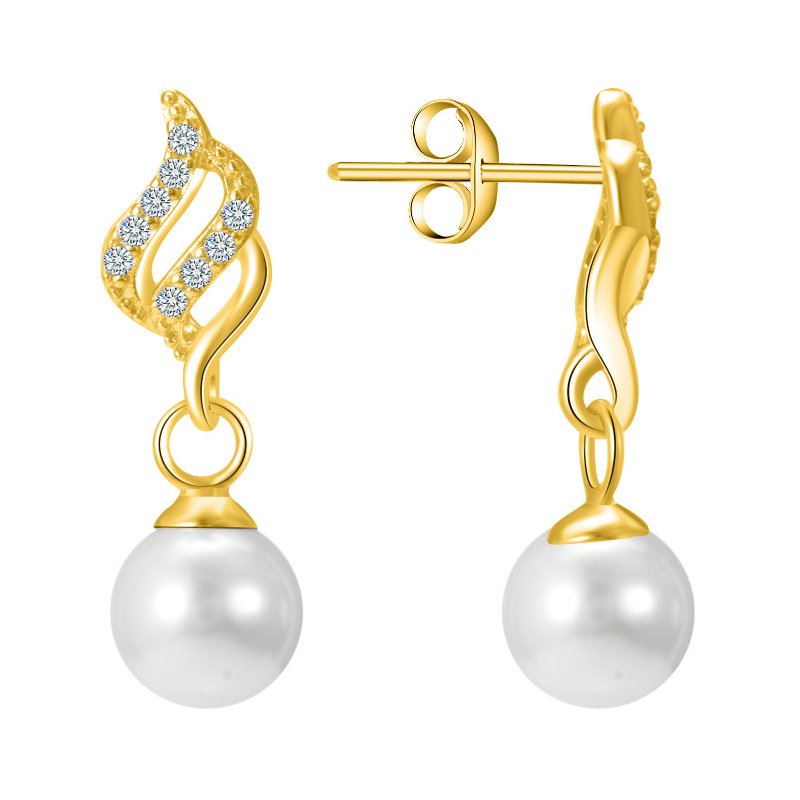 Srebrne kolczyki pozłacane perły wiszące srebro 925