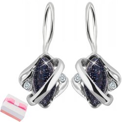 Kolczyki srebrne wiszące czarne kolczyki rodowane noc kairu srebro 925