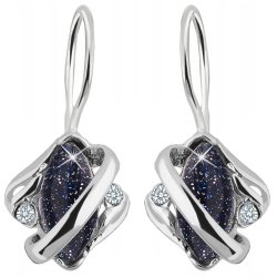 Kolczyki srebrne wiszące czarne kolczyki rodowane noc kairu srebro 925